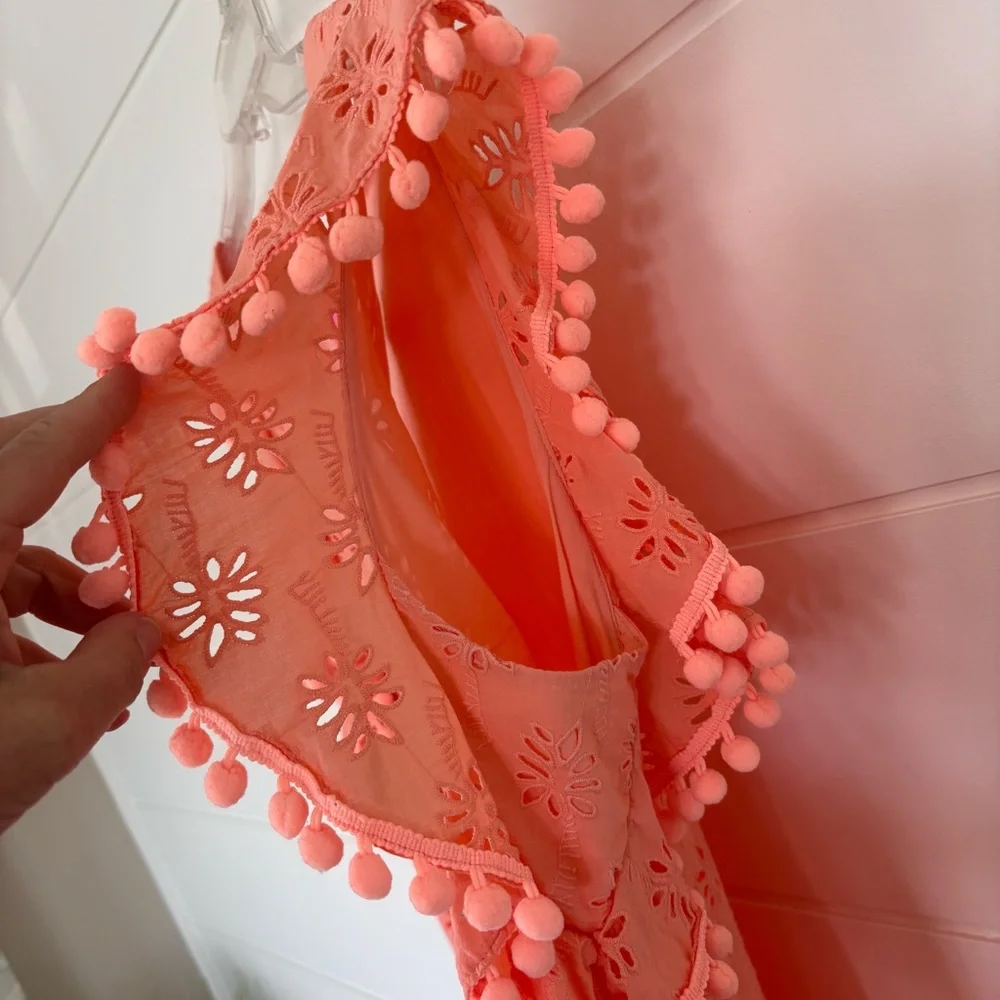 Lilly Pulitzer Coral Peach Astara Eyelet A-Line Mini Dress Size Medium